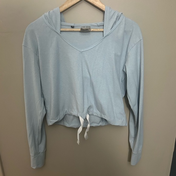 Gymshark Tops - Gymshark Light Blue Cropped Hoodie Top